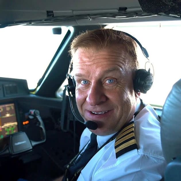 British businessman Hamish Harding is shown here during a July 2019 flight. 