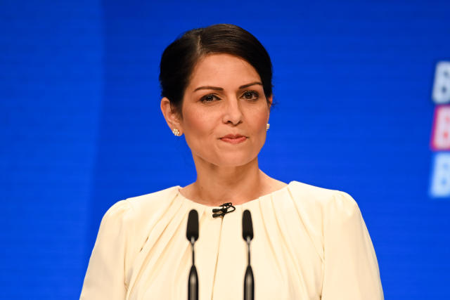 Home Secretary Priti Patel speaking at the Conservative Party Conference in Manchester. Picture date: Tuesday October 5, 2021. Photo credit should read: Matt Crossick/Empics