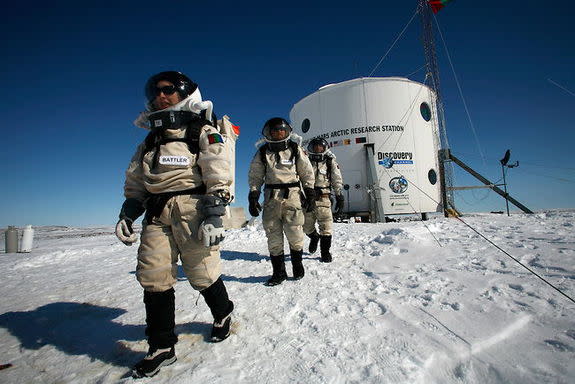 The Mars Society plan, called Mars Arctic 365 (MA365), will attempt to conduct a one-year simulated human Mars exploration mission in the Canadian high Arctic at its Flashline Mars Arctic Research Station (FMARS). Participants may appears as de