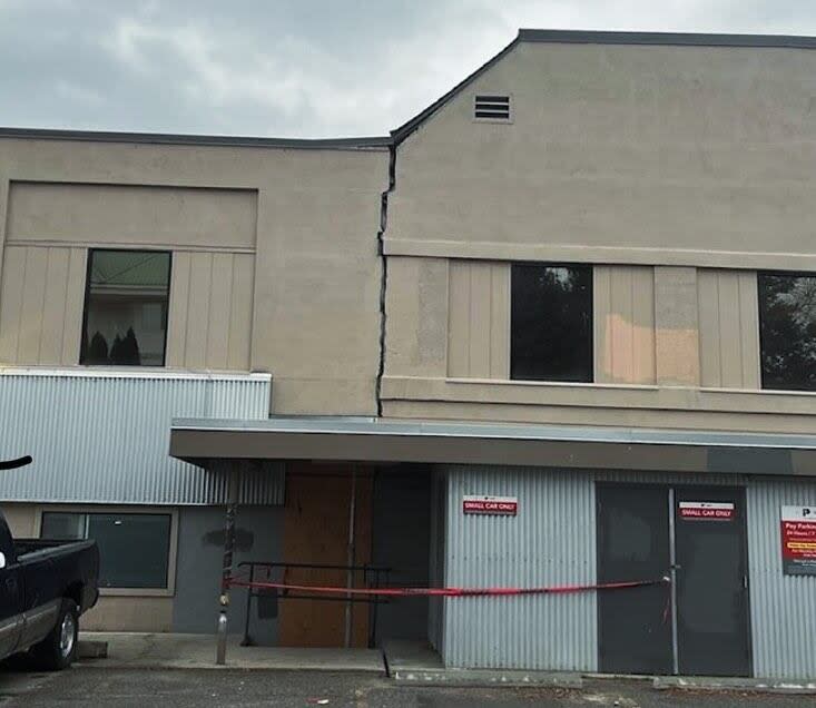 According to a Facebook post, the Okanagan coLab building had to be evacuated for safety concerns and following damages, including a crack in the exterior wall, from ground settling as a result of nearby construction. 