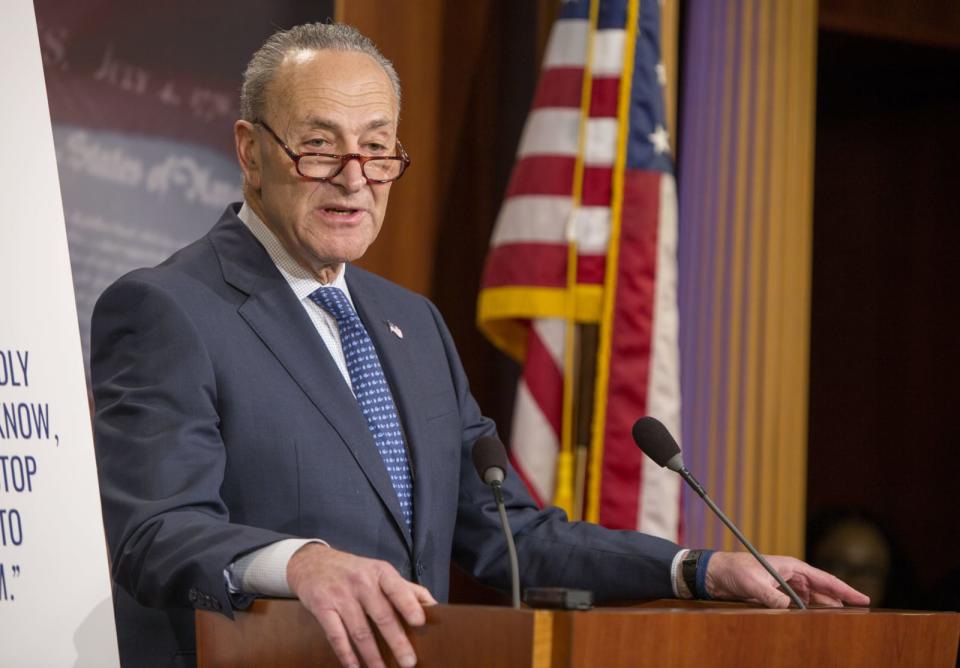 Senate Democratic Leader Sen. Chuck Schumer (D-NY) Urges GOP To Slow Down Republican Tax Bill In Senate