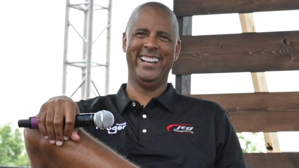 Former NBA player Brad Daugherty (above), co-owner of JTG Daugherty Racing, is, like his superstar friend, fellow ex-NBA athlete Michael Jordan, one of the two Black owners in all of NASCAR. (Photo by Duane Prokop/Getty Images for The Wellness Experience by Kroger)