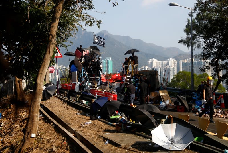 Protesters at the Chinese University in Hong Kong