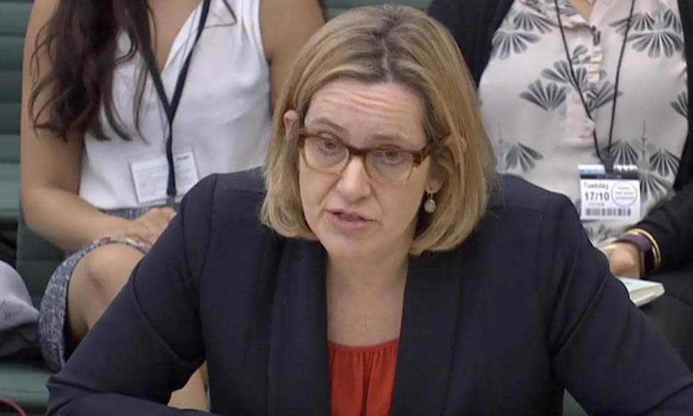 Amber Rudd gives evidence to the home affairs committee.