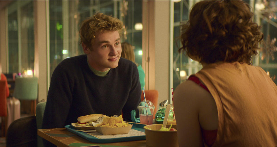 This image released by Netflix shows Ben Hardy in a scene from "Love at First Sight." (Netflix via AP)