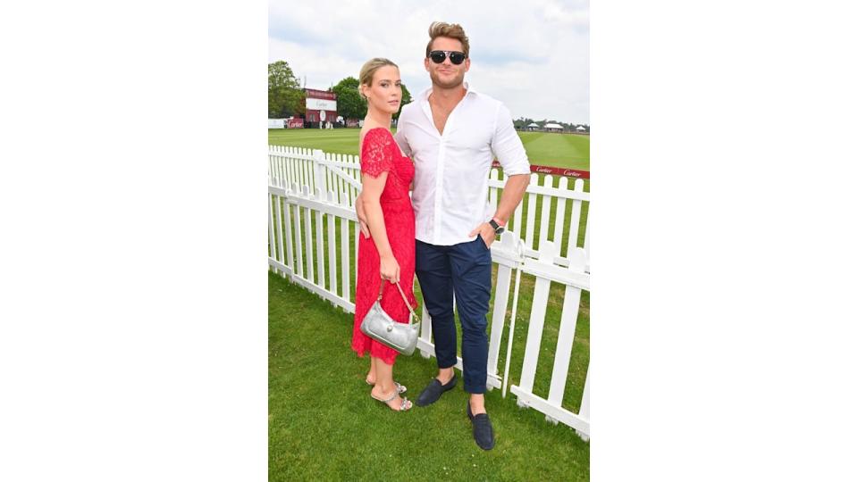 Lady Amelia Spencer and Greg Mallett on a polo field