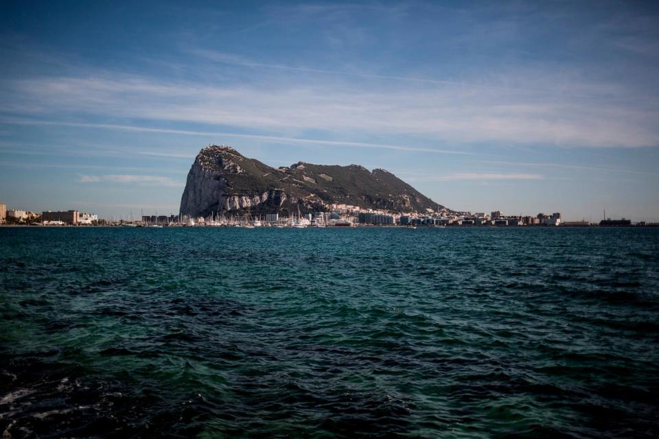 PHOTO: An Aerial view of Gibraltar rock seen from the neighbouring Spanish city of La Linea, Oct. 17, 2019. (Javier Fergo/AP)