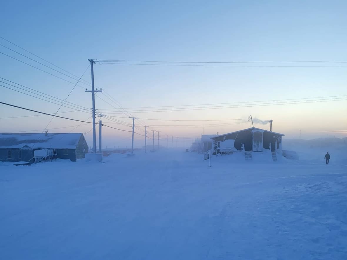 A bright but foggy January day in Sanirajak, Nunavut.  (Submitted by Luba Nangmalik - image credit)