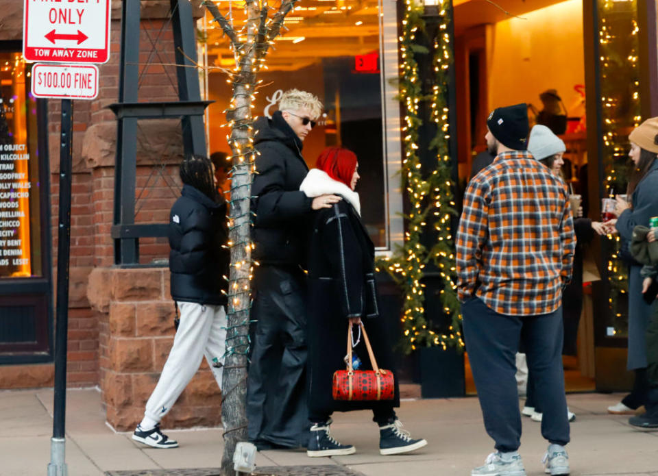 Machine Gun Kelly and Megan Fox are seen in Aspen, Colorado on December 31, 2023.