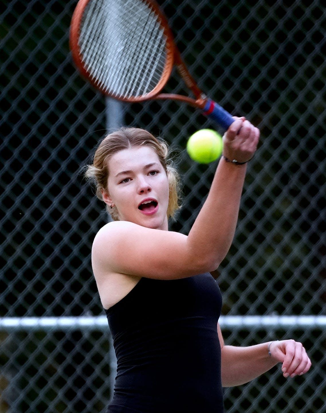 East Greenwich Avenger Ellie Coker-Dodman on court one.