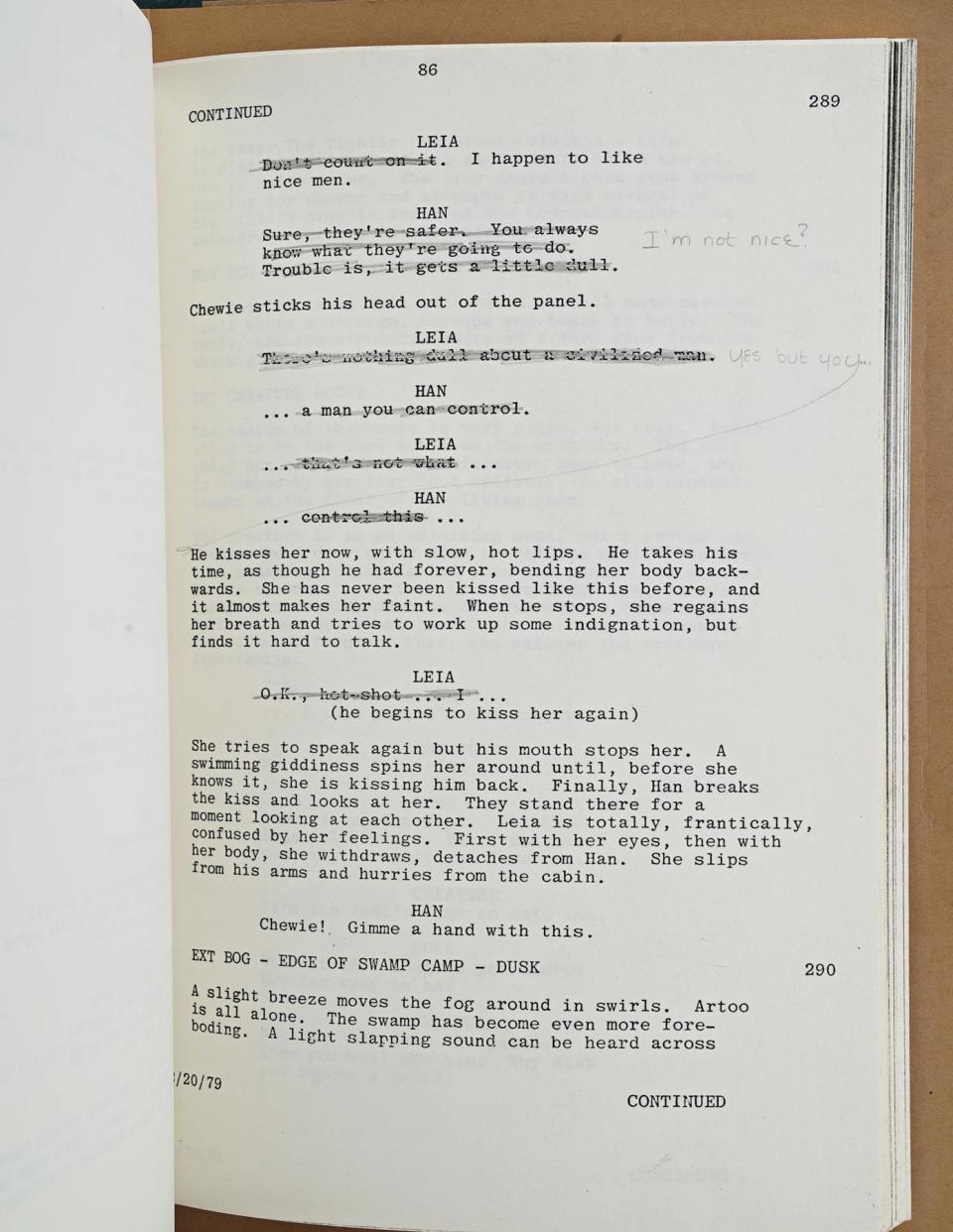 Carrie Fisher's Empire Strikes Back script (Prop Store)