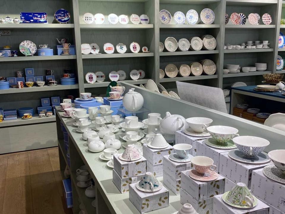 Displays of dishes and housewares at a department store in Milan.