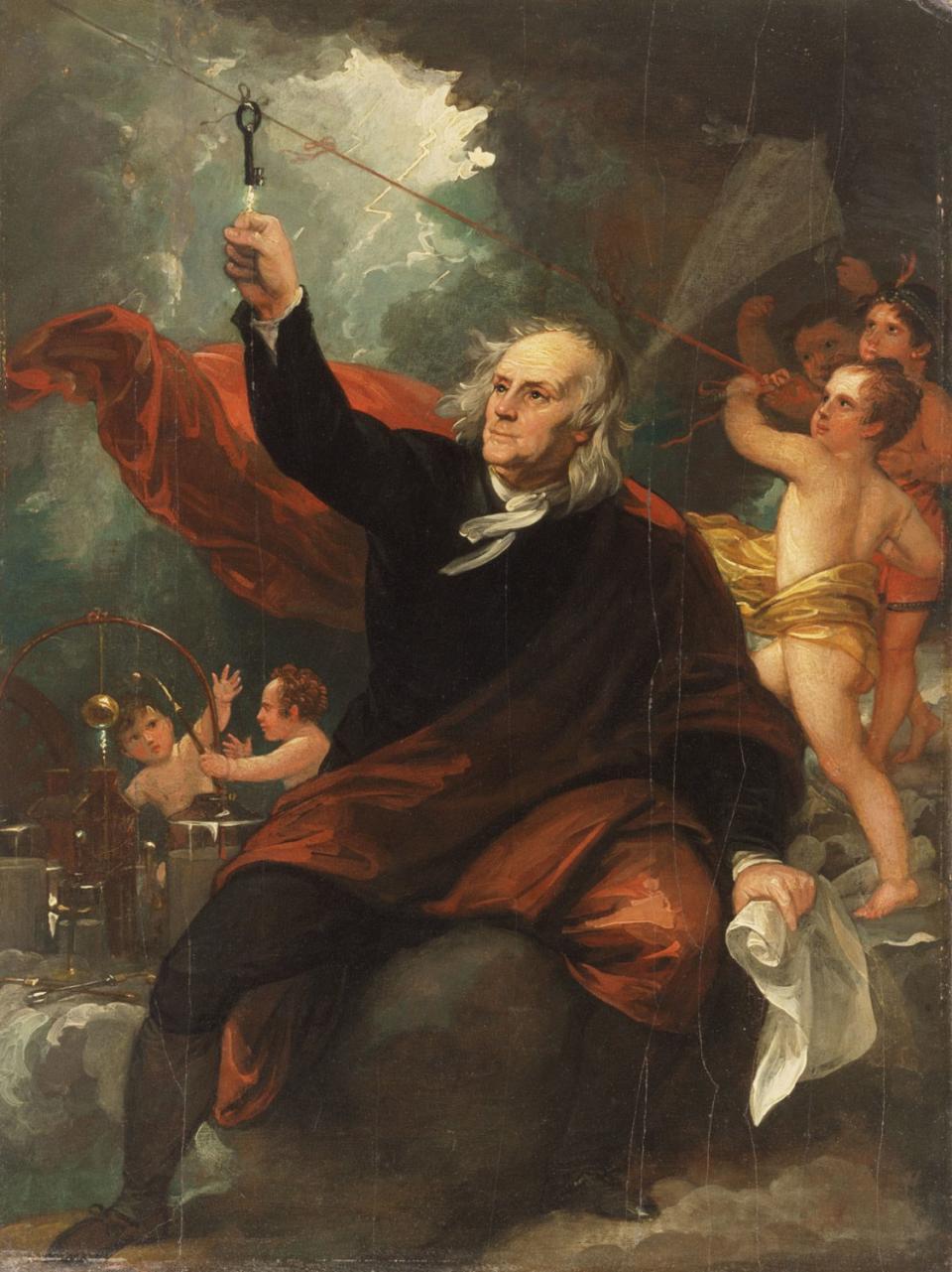 Benjamin Franklin Drawing Electricity from the Sky by Benjamin West, 1816.