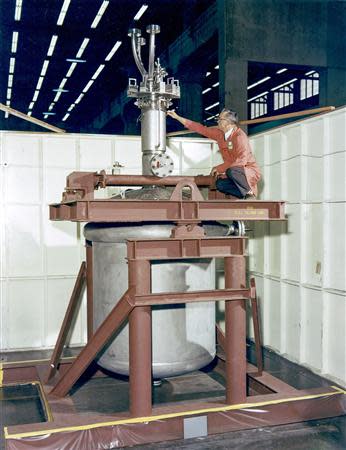 A reactor vessel, part of a Molten-Salt Reactor Experiment, is seen in this undated handout. REUTERS/Courtesy of the Oak Ridge National Laboratory, managed for the U.S. Department of Energy by UT-Battelle, LLC/Handout via Reuters