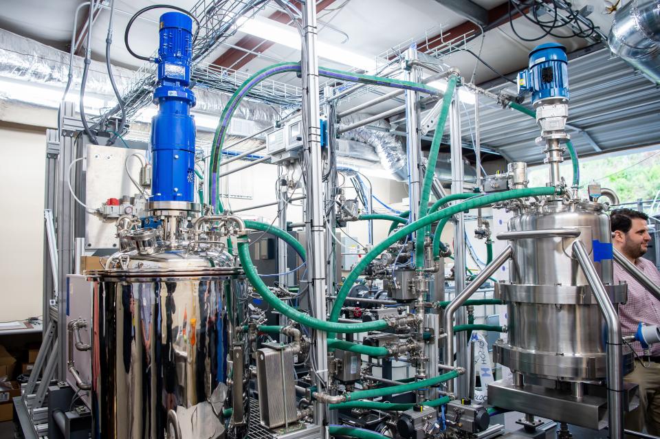 Holocene shows off its pilot machine for capturing carbon dioxide during an unveiling event at its Knoxville office May 8. Though the machine is stationed here on Papermill Drive, companies from all over can purchase carbon credits to offset emissions and reach sustainability goals.