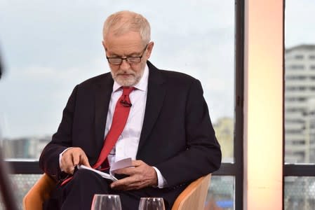 Britain's Labour party leader Jeremy Corbyn appears on BBC TV's The Andrew Marr Show