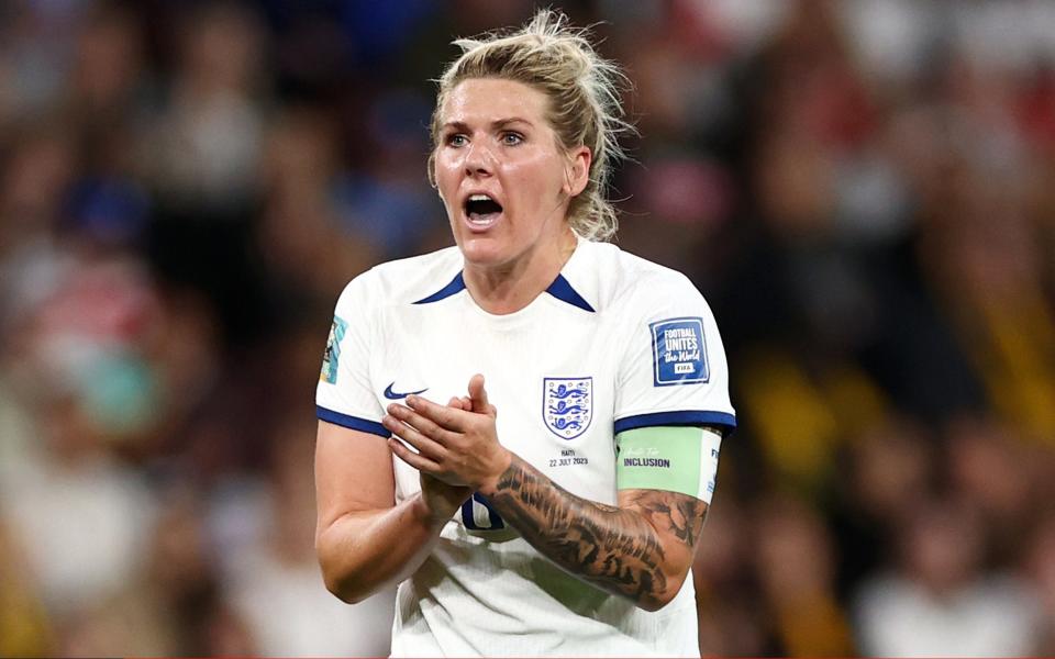 Millie Bright of England reacts during the FIFA Women's World Cup Australia and New Zealand 2023 Group D match between England and Haiti at Brisbane Stadium on July 22, 2023 in Brisbane, Australia