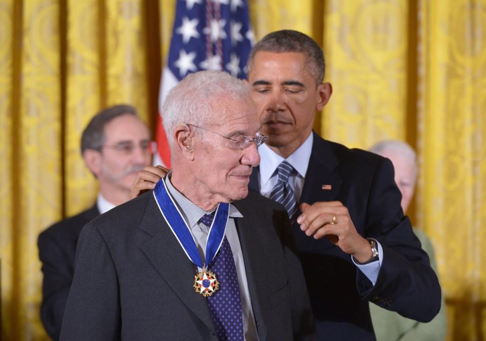 US President Barack Obama presents the Medal of Freedom to economist Robert Solow during a ceremony in the East Room of the White House on November 24, 2014 in Washington, DC (AFP via Getty Images)