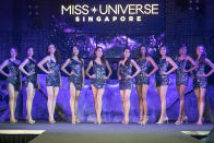 The Top 10 finalists of the 2019 Miss Universe Singapore competing at Zouk.