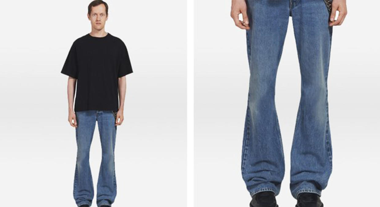 People aren’t sure about these bootcut jeans. [Photo: Balenciaga)