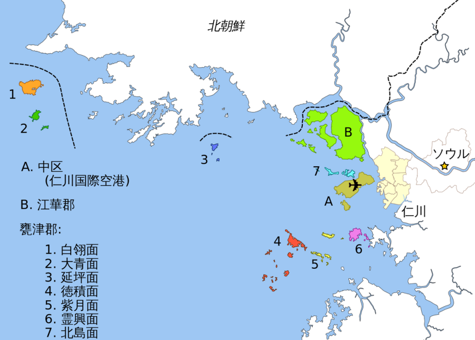 延坪島位置圖。   圖 : 翻攝自維基百科