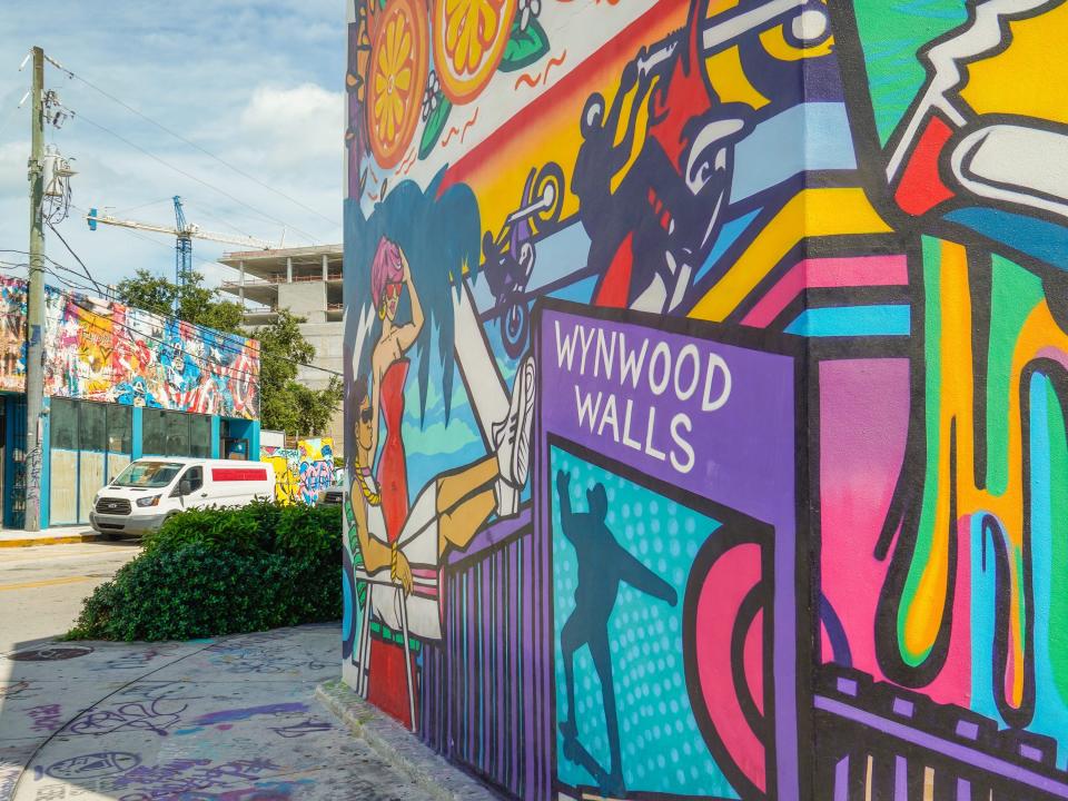 A Street in Miami's Wynwood neighborhood on a partly cloudy day.