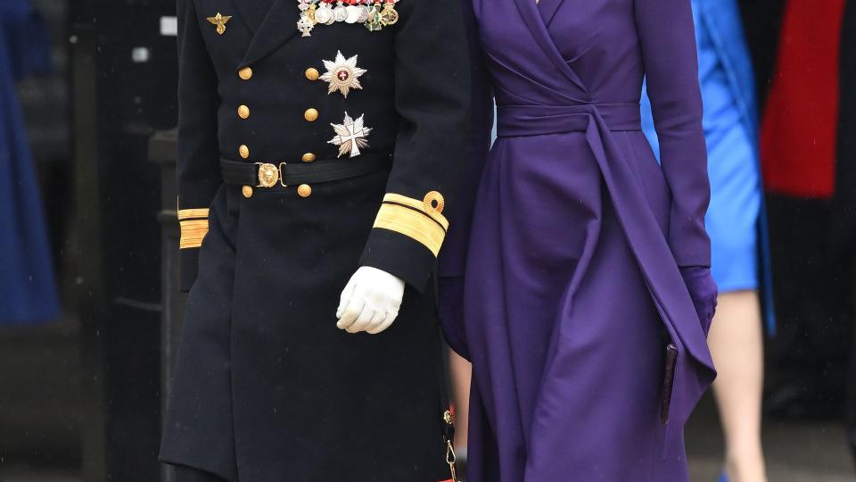 Crown Prince Frederik of Denmark and Mary, Crown Princess of Denmark attending King Charles III's coronation