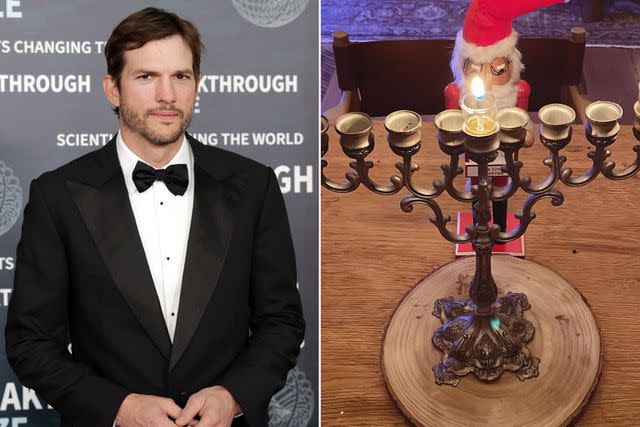 <p>Anna Webber/Getty, Ashton Kutcher/Instagram</p> Ashton Kutcher Hanukkah