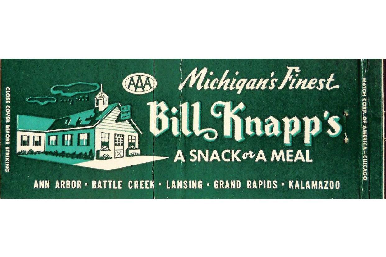 Bill Knapp's -- A Snack or A Meal -- matchbook cover.