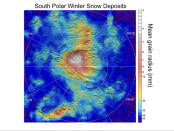 Observations by NASA's Mars Reconnaissance Orbiter have detected carbon-dioxide snow clouds on Mars and evidence of carbon-dioxide snow falling to the surface. Deposits of small particles of carbon-dioxide ice are formed by snowfall from carbo