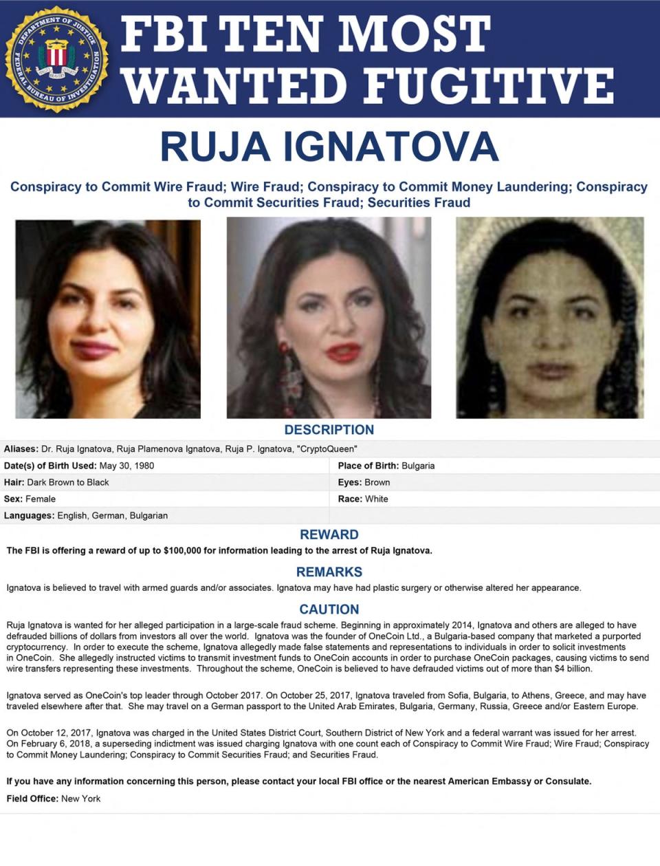 This image of a “Most Wanted” poster obtained from the FBI on June 30, 2022 (FBI/AFP via Getty Images)