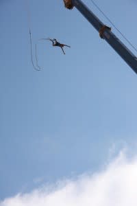 Man bungee jumping