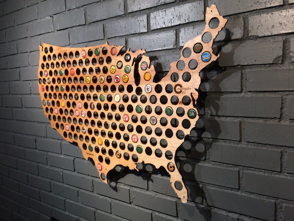 Wood Beer Cap Map