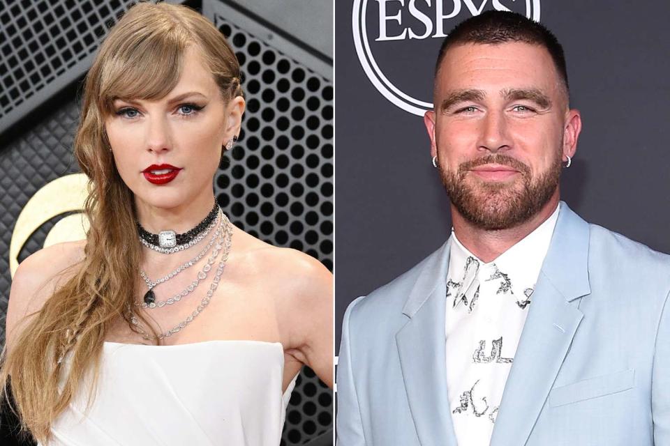 <p>Gilbert Flores/Billboard via Getty Images; ABC via Getty Images</p> Taylor Swift and Travis Kelce