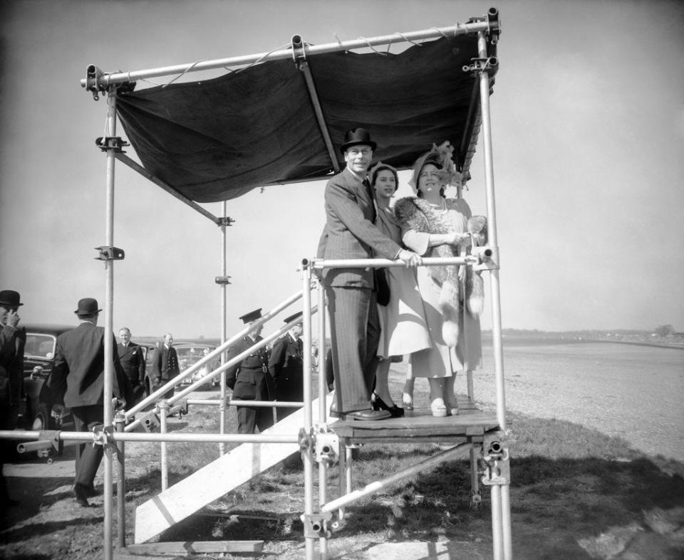 King George VI with Queen Elizabeth and Princess Margaret  at the British Grand Prix in 1950