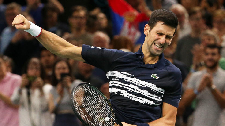 Novak Djokovic won the Paris Masters for a record fifth time. (Getty Images)