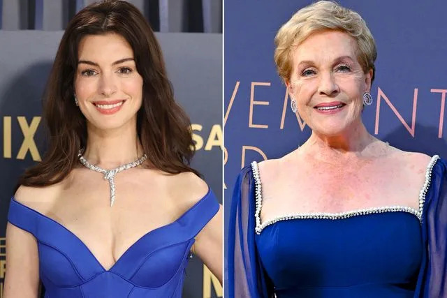 <p>Monica Schipper/FilmMagic; Axelle/Bauer-Griffin/FilmMagic</p> Anne Hathaway, Julie Andrews.