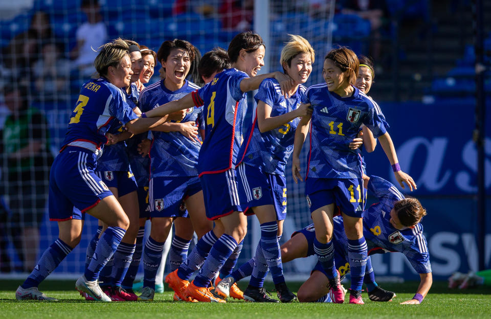 FRISCO, TX – 22 FÉVRIER: Rikako Kobayashi # 11 du Japon célèbre un but lors d'un match entre le Japon et le Canada au Toyota Stadium le 22 février 2023 à Frisco, Texas.  (Photo par Erin Chang/ISI Photos/Getty Images)