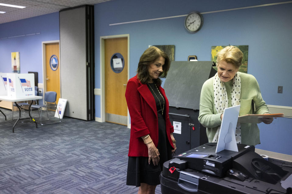 Carolyn Carluccio, Republican Pennsylvania Supreme Court candidate, votes at the Wissahickon Valley Public Library in Blue Bell, Pa. on Tuesday, Nov. 7, 2023. (AP Photo/Joe Lamberti)