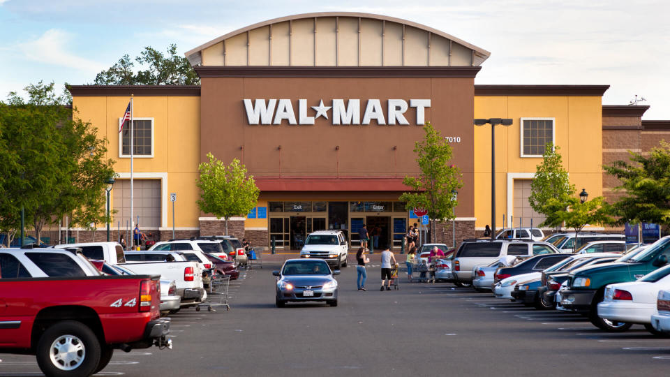 Citrus Heights, California, USA - May 20, 2011: View at a California Walmart storefront from its parking lot.