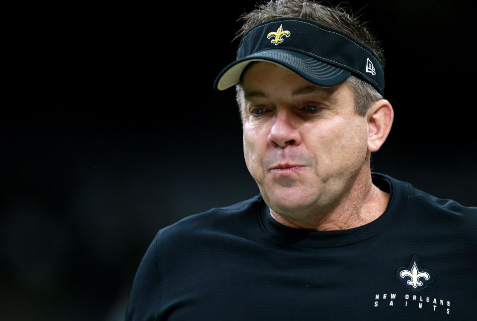 New Orleans Saints coach Sean Payton once more must swallow a bitter playoff loss. (Photo by Sean Gardner/Getty Images)