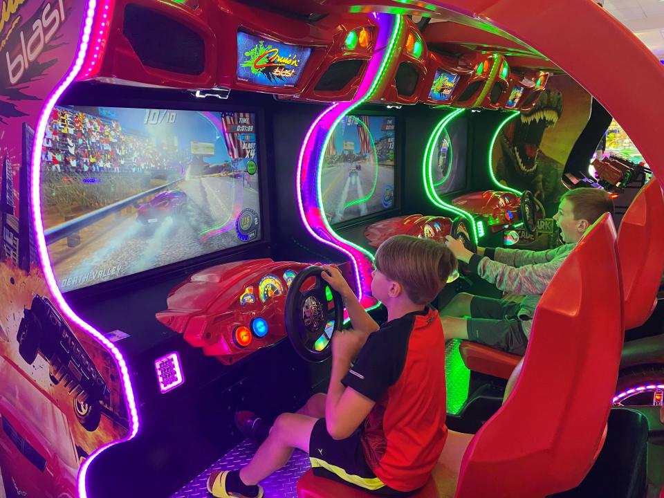 Racing simulators are among the fun to be had at Fantasy Island Amusement Park in Beach Haven.