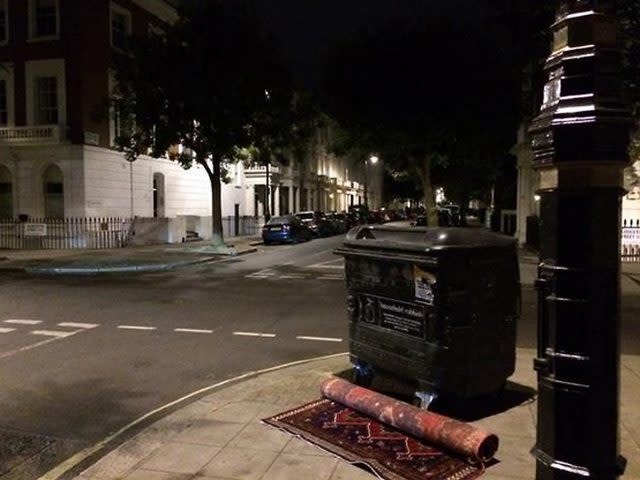 A carpet abandoned on a street in central London (Westminster Council/PA)