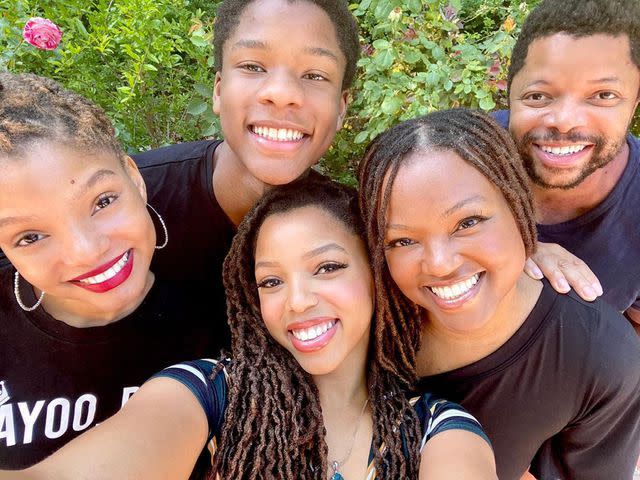 <p>Chloe x Halle Instagram</p> Halle Bailey with her parents, Courtney and Doug, and her siblings, Branson and Chloe