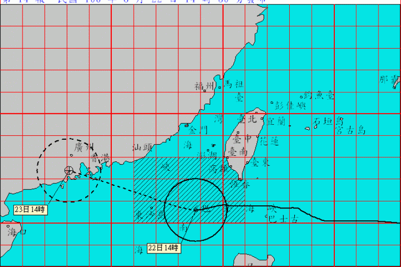 氣象專家彭啟明表示，颱風通過巴士海峽北部後，將快速朝香港前進，而今年的颱風數量到現在才13個，預估至少還有10個會發生，強化準備才是最重要的。（取自中央氣象局）