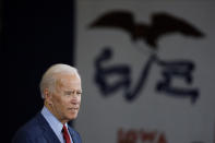 Democratic presidential candidate former Vice President Joe Biden speaks during a community event, Wednesday, Oct. 16, 2019, in Davenport, Iowa. (AP Photo/Charlie Neibergall)