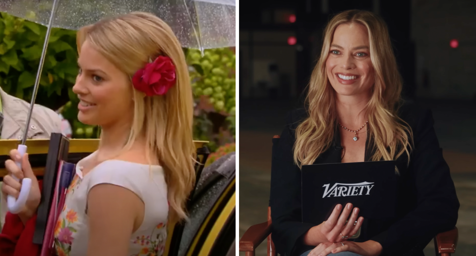 Margot Robbie on Neighbours in 2011 / Margot Robbie being interviewed by Variety.