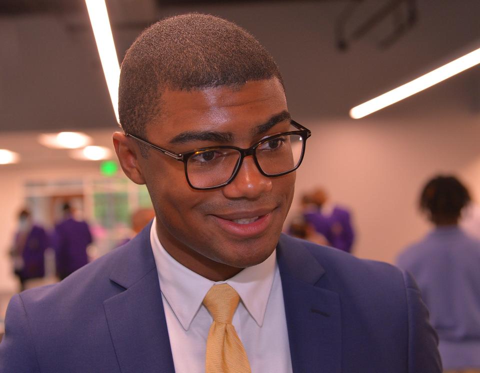 Maxwell Booker talks about his college plans at the Spartanburg Philanthropy Center, Wednesday evening, July 20, 2022.