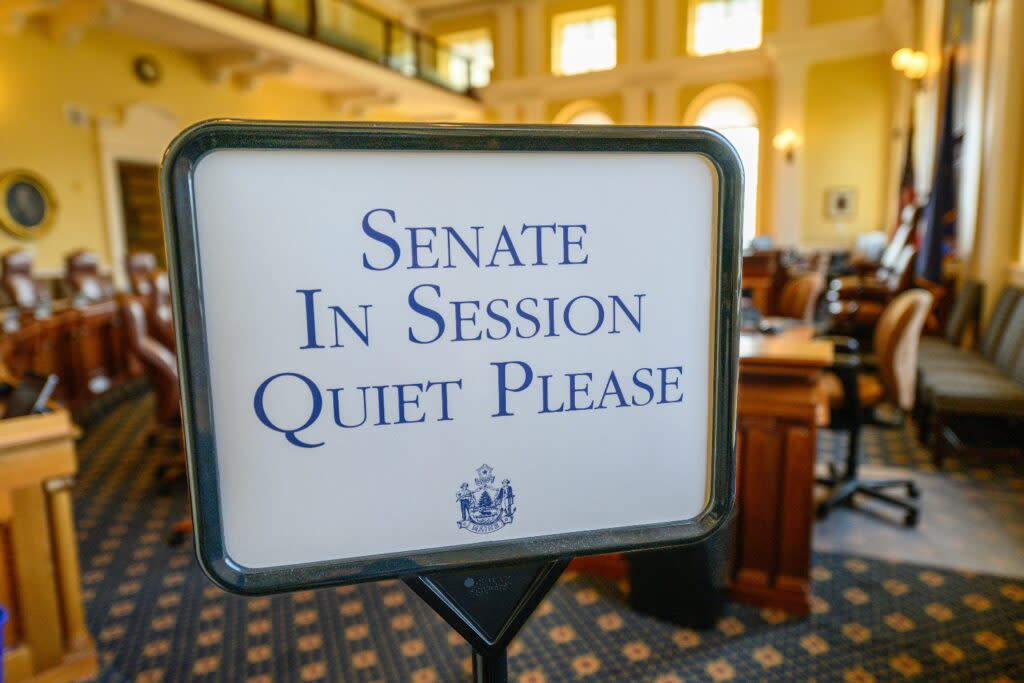 The Senate chamber in the Maine State House in Augusta.