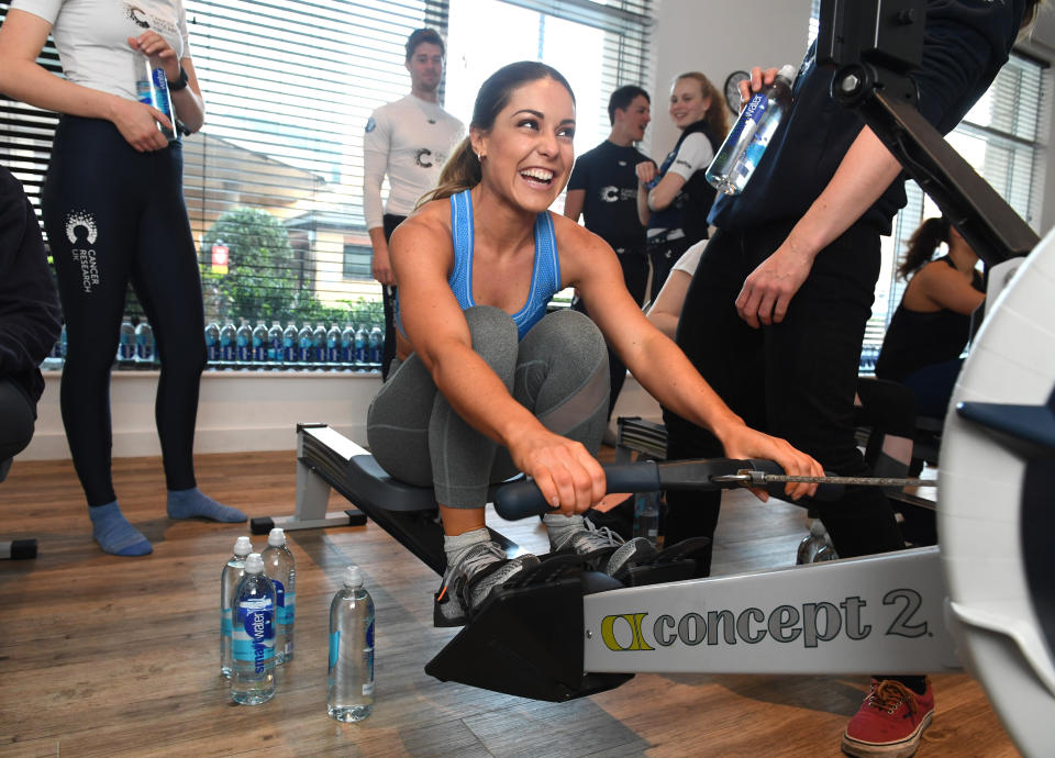 Louise Thompson and Ryan Libbey teamed up with GLAC�AU smartwater to launch the innovative #SMARTROW workout class, inspired by the iconic Boat Race. As official water partner of The Cambridge and Oxford Boat Races, GLAC�AU smartwater will keep the rowers hydrated in the lead up to the big Race day along with the fans watching from the banks of the Thames river.
Photo credit should read: Doug Peters/EMPICS Entertainment